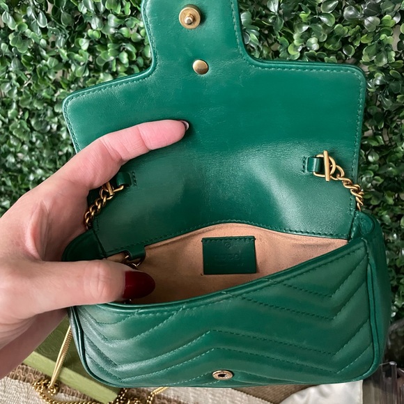 Gucci Green Super Mini Marmont Crossbody Full Set Authentic FINAL PRICE - Picture 9 of 15